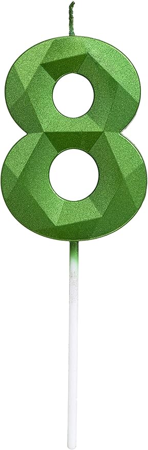 Green Happy Birthday Cake Candles,Wedding Cake Number Candles,3D Design Cake Topper Decoration for Party (Green Number 8)