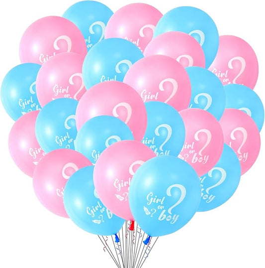 30 Pcs Gender Reveal Balloons Girl or Boy Latex Balloon 12 Inches Pink Blue Party Balloon for Gender Reveal Baby Shower Themed Decorations