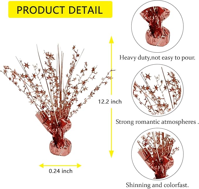 ALISSAR 2-Pack Glitter Rose Gold Star Centerpieces-Table Decorations for Home Decor Birthday Wedding Anniversary Decor (Rose Gold)