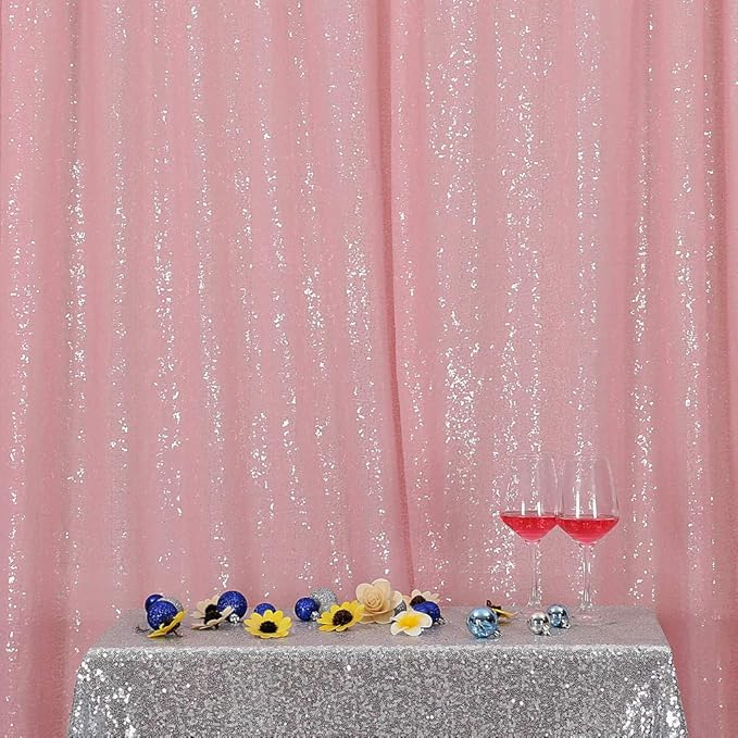 Juya Delight 6ft x 8ft Pink Sequin Photography Backdrop Curtain for Party Banquet Festival Wedding Anniversary Exhibition