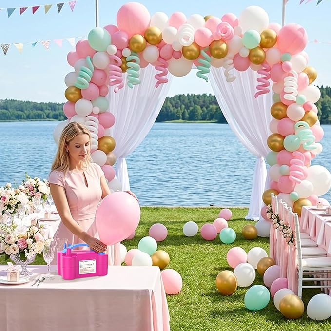 Balloon Pump Electric Air Pump for Inflatables Portable Electric Balloon Blower Machine for Baby Shower Birthday Party Decorations (with Battery)