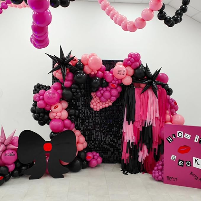 Awenztech 120pcs Hot Pink Balloon Arch Kit, 18 12 10 5 inch Hot Pink Latex Balloons Different Sizes Balloon Garland for Engagement Bridal Bachelorette Tropical Birthday Party Decorations