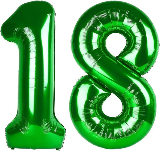40 Inch Dark Green Balloon Numbers, 18th Birthday Party Decoration for 1 8 18 81 Men & Women, Big Foil Balloon Number for Wedding Celebration Adult Party Supplies