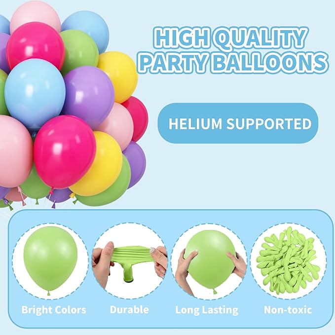 Colorful Rainbow Balloons Assorted Pink Blue Yellow Green Balloons 60PCS 12INCH Hot Pink Pastel Purple Light Blue Latex Helium Balloon for Arch Birthday Party Decorations Baby Shower