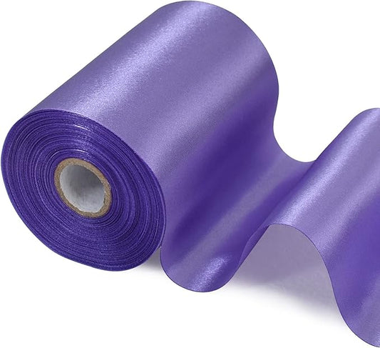 TONIFUL 4 Inch Wide Medium Purple Solid Satin Ribbon 22yd Fabric Large Ribbon for Cutting Ceremony Grand Opening Chair Sashes Table Hair Bows Floral Sewing Craft Gift Wrapping Wedding Party Decoration