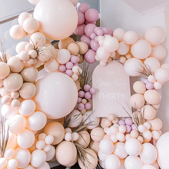Voircoloria 130pcs Blush Pink Balloons Different Sizes 18" 12" 10" 5" Boho Pink Latex Balloon Garland Arch Kit for Birthday Baby Shower Graduation Wedding Gender Reveal Party Decorations