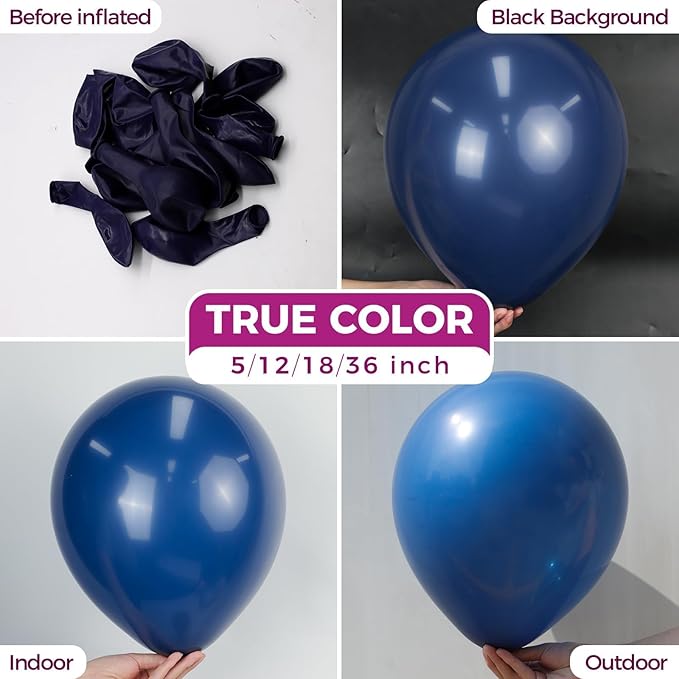 Bezente Navy Blue Latex Party Balloons, 100 Pack 12 inch Round Helium Navy Balloons for Wedding Graduation Retirement Birthday Sports Bachelorette Party Backdrop Decorations
