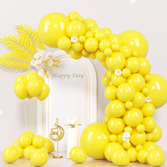 Voircoloria 130pcs Yellow Balloons Different Sizes 18" 12" 10" 5" Party Latex Balloons for Boys Girls Birthday Baby Shower Gender Reveal Wedding Sunflower Party Decorations