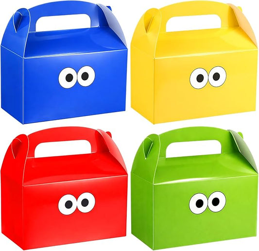 Marspark 24 Pack Cartoon Party Gift Boxes for Street Theme Birthday Supplies, Paper Cartoon Candy Treat Boxes for Anime Themed Birthday Party Decorations (Eyes Pattern)