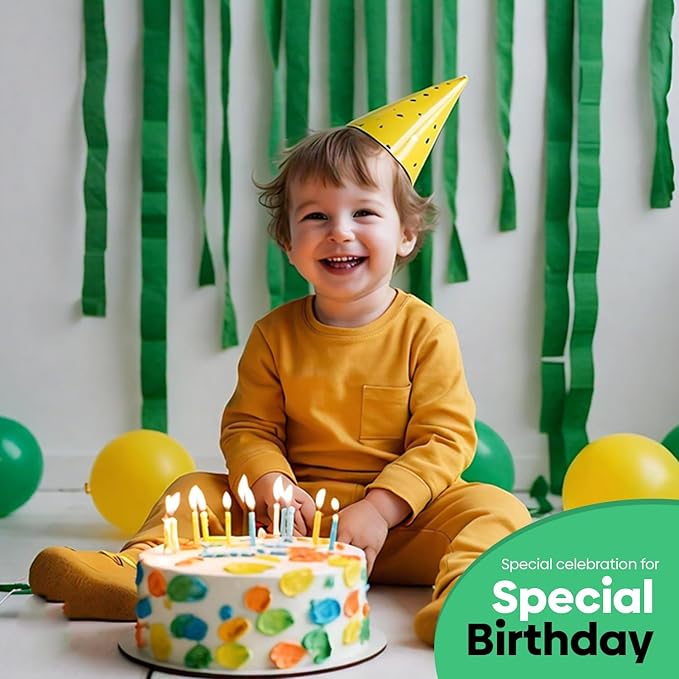 Captain Decor 4 Crepe Paper Streamers Rolls, 328ft Pack of Unique 4 Green Streamers for Party Decorations, Birthday and Wedding Decoration (1.8 inch x 82 ft/Roll)