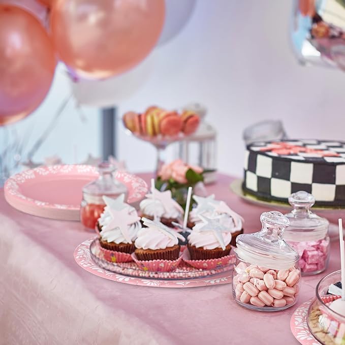 AmazingSpark 122 Pcs Light Pink Cielito Lindo Party Decoration Platos De Barro Mexicanos Fiesta Paper Plates Mexican Napkins Forks Tableware Set for Baby Shower Birthday Wedding Supplies, Serve 24