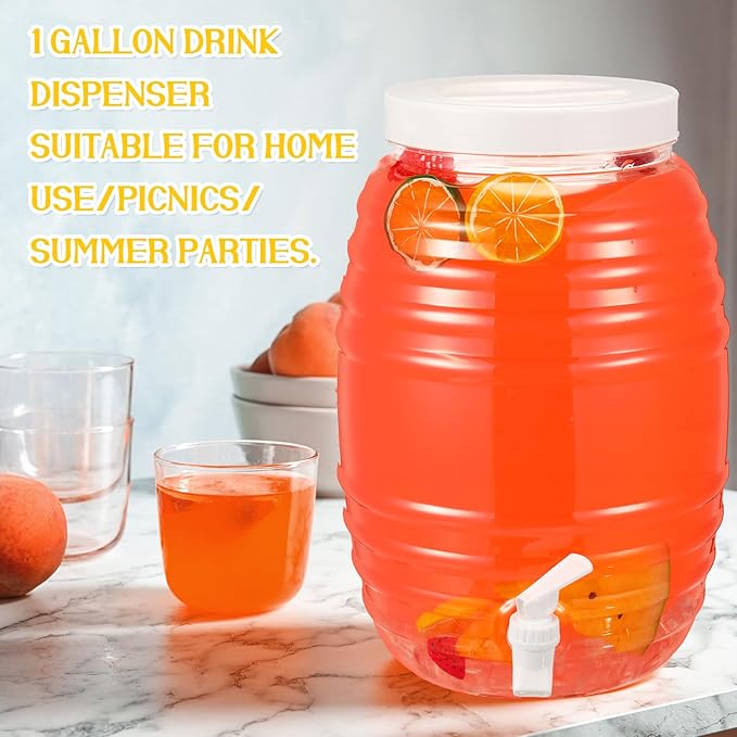 Honeydak 2 Pcs 2.7 Gallon Plastic Drink Dispenser with Spigot Clear Extra Large Plastic Lemonade Dispenser Clear Summer Beverage Holder with Tap for Party Lemonade Cold Water Beer