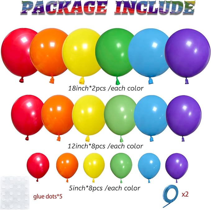 Rainbow Balloon Arch Kit 111Pcs 18 12 5 Inch Latex Colorful Party Balloons Garland for Birthday Baby Shower Wedding Engagement Anniversary Christmas Party Decorations
