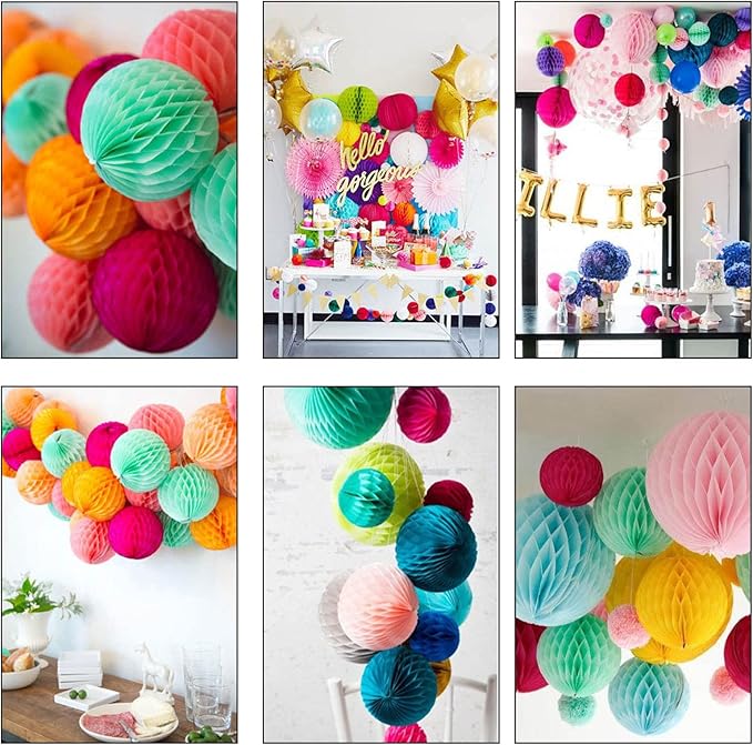 ZOOYOO 12Pcs 6" 10" Honeycomb Balls Decorations Hanging Tissue Paper Pom poms for Birthday Wedding Engagement Holidays Home Decor St. Patrick's Day Decoration(Green)
