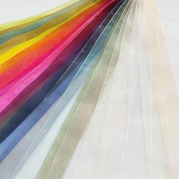 Chenkou Craft Solid Organza Ribbon Assorted 24 Yards Craft Bow Party Decoration Packing Ribbons (Mix, 1"(25mm))