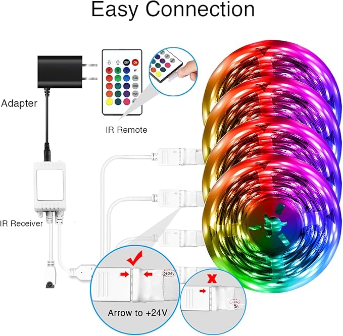 DAYBETTER LED Strip Lights 400 ft, Smart Light with App Remote Control, RGB LED Lights for Bedroom, Music Sync Color Changing for Room Home Decor Party Festival Halloween, Christmas (4 Rolls)