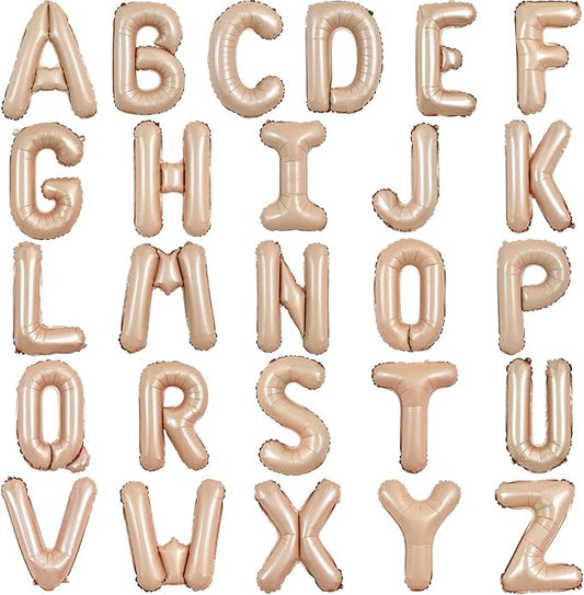 TONIFUL 52 Pieces 16 Inch Light Brown Letter A-Z Balloons,Custom Phrase Mylar Foil Alphabet Letter DIY Personalized Phrase Banner for Birthday Anniversary Celebration Graduation Party Supplies Decor