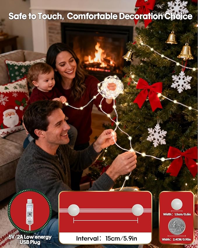 Super RGB Color Changing Globe String Lights, 66ft Smart RGB-IC Fairy Lights with Remote & APP Control, Mini Ball LED Twinkle Lights Hanging for Indoor Bedroom Living Room Party Birthday Decor