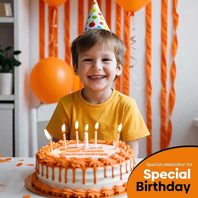 Captain Décor 4 Orange Streamers, 382ft Crepe Paper Streamers Party Decorartions, Orange Birthday Decorations Crepe Paper Rolls (1.8 inch x 82 ft/Roll)