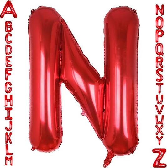 AULE red Letter Balloons N 40Inch Large Giant big Foil Mylar red N Balloon for Birthday Aniversary Party Decorations