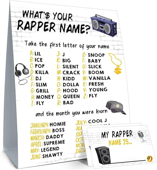 Notorious One Birthday Decorations,Rapper Theme Birthday Party Sign,Rapper Activity Decoration Supplies,Game Night Party Decorations,What's Your Rapper Name Game