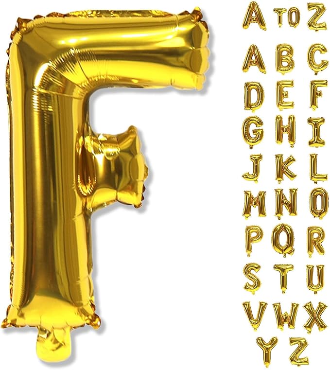 Letter Balloons Gold, 40 Inch Alphabet Name Balloon, Large Self Inflating Custom Balloon F Decor, Helium Foil Letter Name Word Balloons for Men Birthday Party Anniversary Decorations Supplies