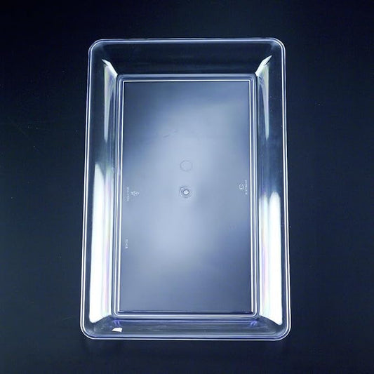 4 Rectangle Clear Plastic Serving Trays - Heavy Duty 12" x 18" Platters for Food, Decorative, Wedding, Party - Great Disposable