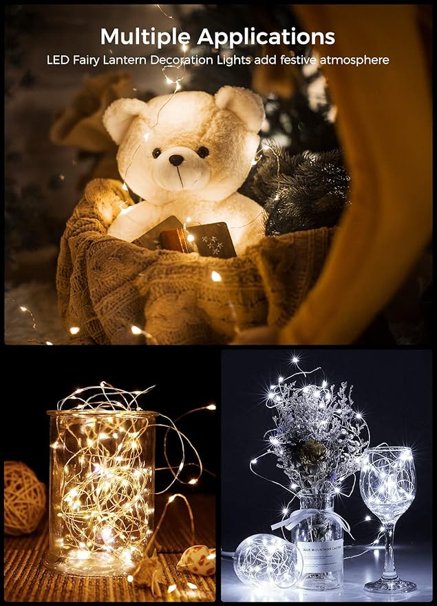 Brightown 12 Pack Led Fairy Lights Battery Operated String Lights Waterproof Silver Wire 7 Feet 20 Led Firefly Starry Moon Lights for DIY Wedding Party Bedroom