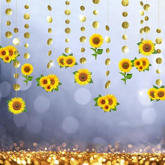 Cheerland Sunflower Garland Flower Hanging Decorations Birthday Party Streamers Wall Decor for Sun Flower Themed Bday Baby Shower Bridal Wedding Classroom Grad Picnic Summer Cottagecore Party Supplies