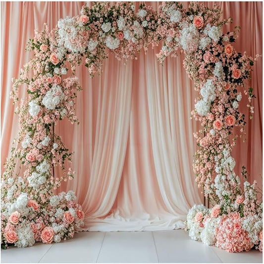 Kate 10x10ft Wedding Pink White Flowers Arch Door Photography Backdrops Wedding Stage Bridesmaid Shower Photo Background