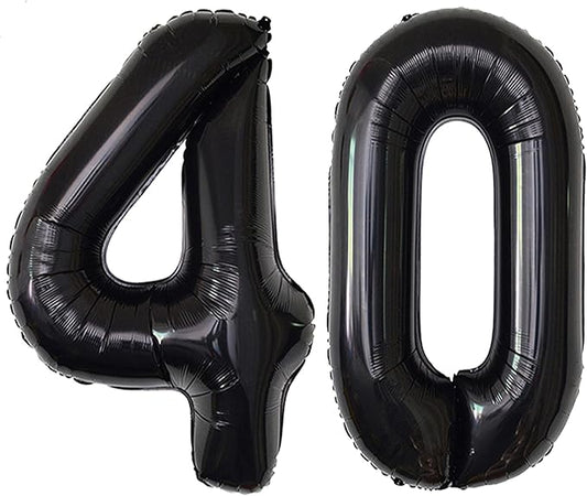 Black 40 Number Balloons Giant Jumbo Number 40 Foil Mylar Balloons for Women Men 40th Birthday Party Decorations 40 Anniversary Events Supplies