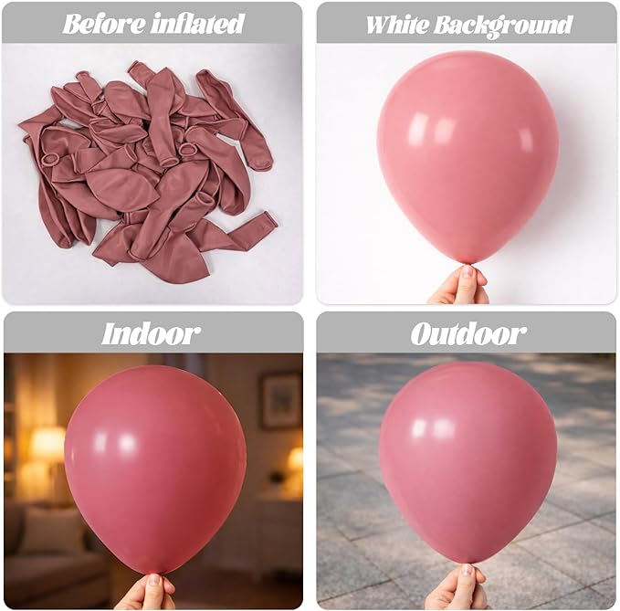 Voircoloria 90pack Retro Pink Balloons Different Size 18/12/10/5 Inch Pink Balloon Garland Arch Kit for Graduation, Wedding, Birthday, Princess Theme Party, Baby Shower, Anniversary Party Decorations