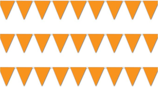 Beistle Pennant Banners 3 Piece, 11" x 12', Orange