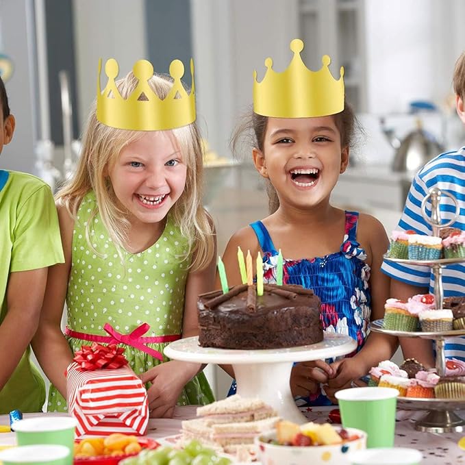 40 Pieces Paper Crowns Gold Foil Party Crown Paper King Hats Cap for Birthday Celebration Baby Shower Photo Props
