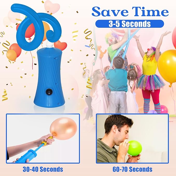 Voircoloria 260 Balloon Pump Electric, Portable Automatic Dual Nozzle Inflator with Tying Tools for Long Animal Balloons Birthday Gender Reveal Baby Shower Balloons Party Decorations