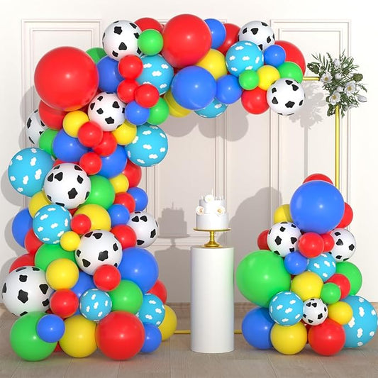Green Yellow Blue Red Balloon Arch Kit - 122 PCS Red Yellow Green Cow Print Balloon Arch for Wedding Birthday Engagement Wedding Circus Party Decorations