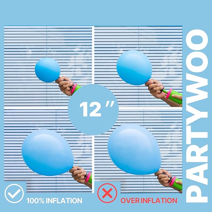 PartyWoo Blue and Silver Balloons 66pcs 12 Inch Light Pastel Baby Metallic Pearl Blue Metallic Chrome Silver Confetti Balloons for Gender Reveal Wedding Baby Shower Birthday Party Decorations