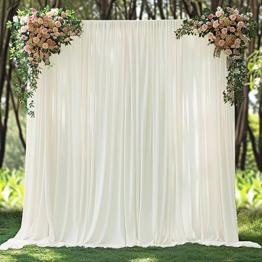 40x10ft Wrinkle Free Ivory Backdrop Curtain for Parties Soft Fabric Drapes Wedding Ivory Curtain Backdrop for Birthday Party Decorations Background for Photography 5x10ft,8 Panels