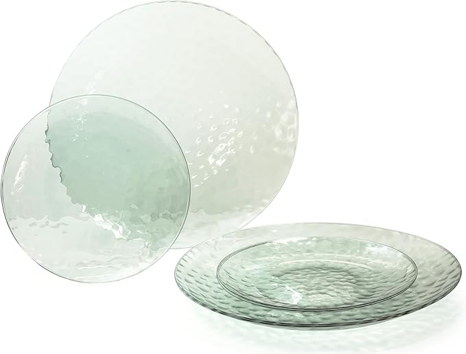 " OCCASIONS " 240 Plates Pack,(120 Guests) Heavyweight Premium Disposable Plastic Plates Set -120 x 10'' Dinner + 120 x 7'' Salad/Dessert (Coastal Clear Green)