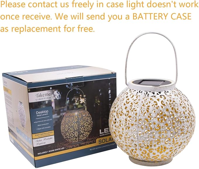 Outdoor Solar Big Lantern Waterproof Mothers Day Garden Gifts for Mom Women ,Solar Garden Lights for Backyard Table Walkway,Birthday Gifts for Grandma Wife (White,1Pack)