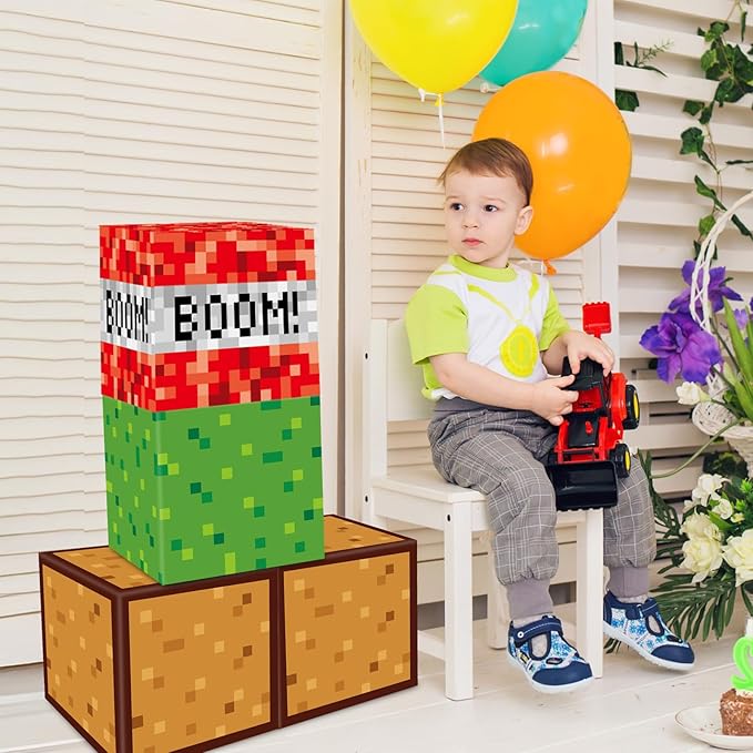 12Pieces Large Pixel Mining Party Boxes Video Game Party Decorations Pixel Mining Theme Birthday Parties Supplies Pixelated Video Gaming Centerpieces Boxes for Kid Teen Gift Birthday Parties Favor