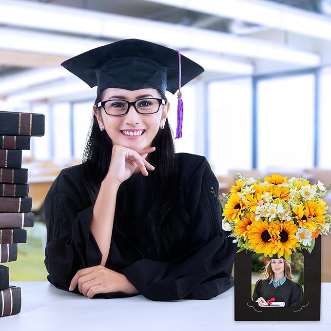 FYSUIMU 12Pcs Graduation Table Centerpieces Box 6/7 Inch Picture Display Reusable Photo Props Box Frame for Congrats Grad Wedding Decor Flower Arrangements, Black