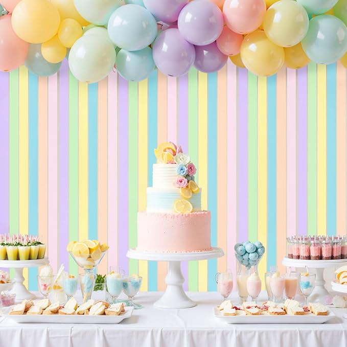 Epakh Pastel Crepe Paper Streamers - 12 Rolls 984ft Crepe Paper Rainbow Baby Shower Decorations Baby in Bloom Themed Wedding Birthday Graduation Mermaid Party Decor Streamers