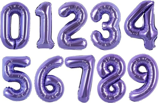 TONIFUL Balloons 16 Inch Light Purple 0-9 Number Mylar Foil Balloons 10 Pcs Custom digitalal Balloons for 2026 New Year Eve Birthday Party Engagement Graduations Anniversary Baby Shower