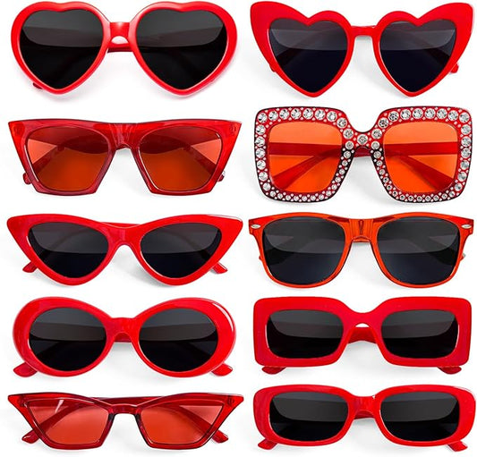 10 Pack Mixed Styles Trendy Retro Sunglasses for Women/Men Party Favors Sungasses Costume Accessories Eyewear Set