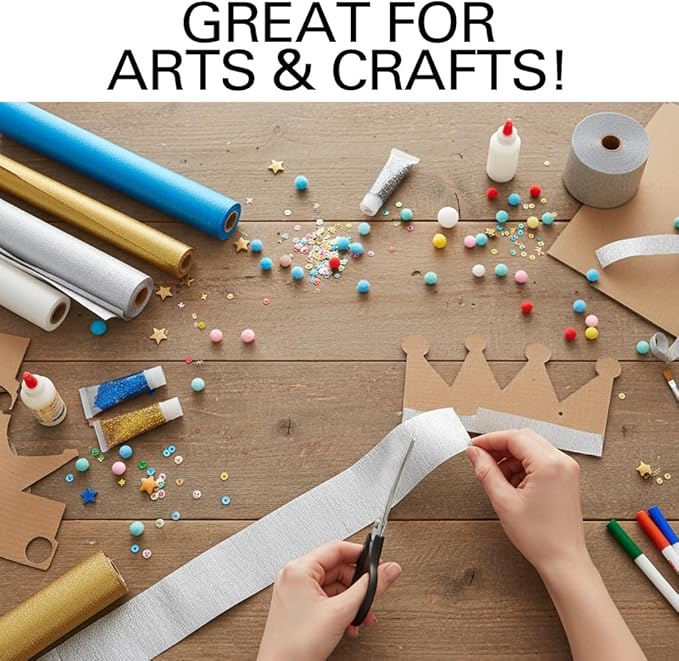 Silver Streamers 4 Rolls, 328 Ft Silver Crepe Paper, Streamer Party Decorations for Birthday, Wedding, Showers (1.8 in x 82 ft/Roll)