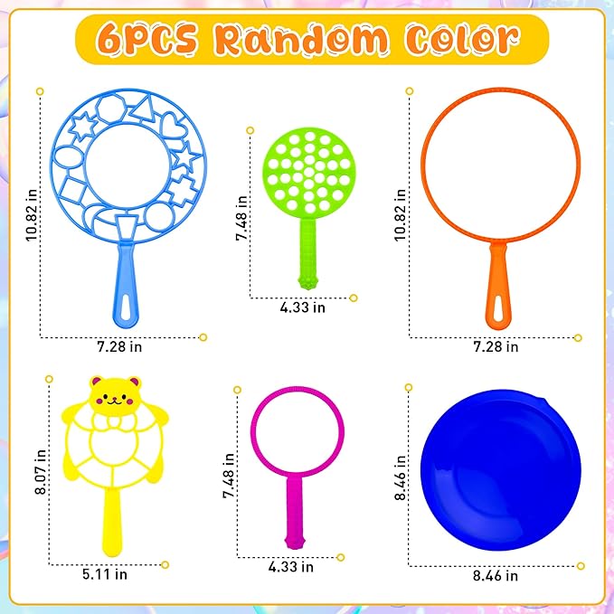 Big Bubble Wands Set,6 PCS Large Bubbles Maker Wand Set with Tray,Bubble Making Toys for Kids Summer Outdoor Birthday Party Favors
