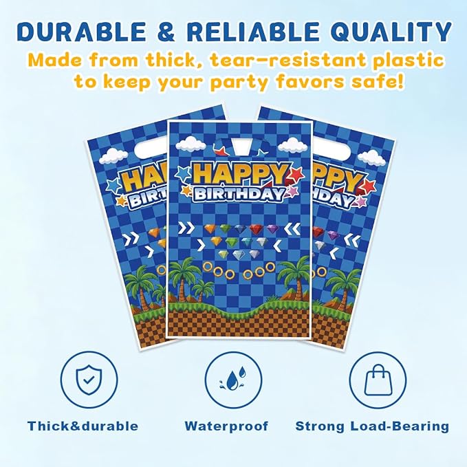 Pixel Video Game Birthday Party Favor Bags with Handles, 30 Pcs Retro Gold Ring Gem Birthday Decorations Goodie Goody Bags, Candy Gift Bags for Kids Boys Girls Party Supplies