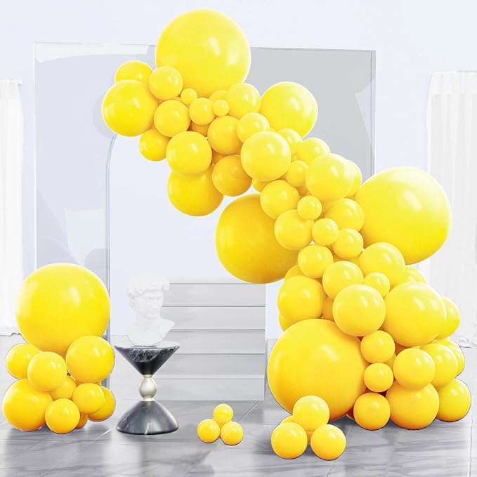 PartyWoo Yellow Balloons 140pcs Different Sizes of 18 12 10 5 Inch Matte Yellow Latex Balloon Arch Kit Garland for Easter Bee Baby Shower Sunflower Birthday Graduation Party Decorations Yellow-Y55