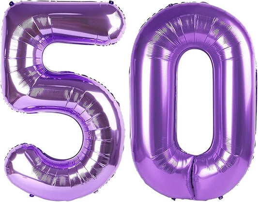 Balloons 50 Number, Foil 40 Inch Purple 50th Birthday Party Decoration for Men & Women, Big Number Balloons Party Supplies for Engagement Wedding Anniversary
